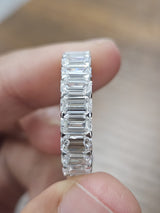 5.58cttw White Gold Half Emerald Half Round Lab Diamond Eternity Band