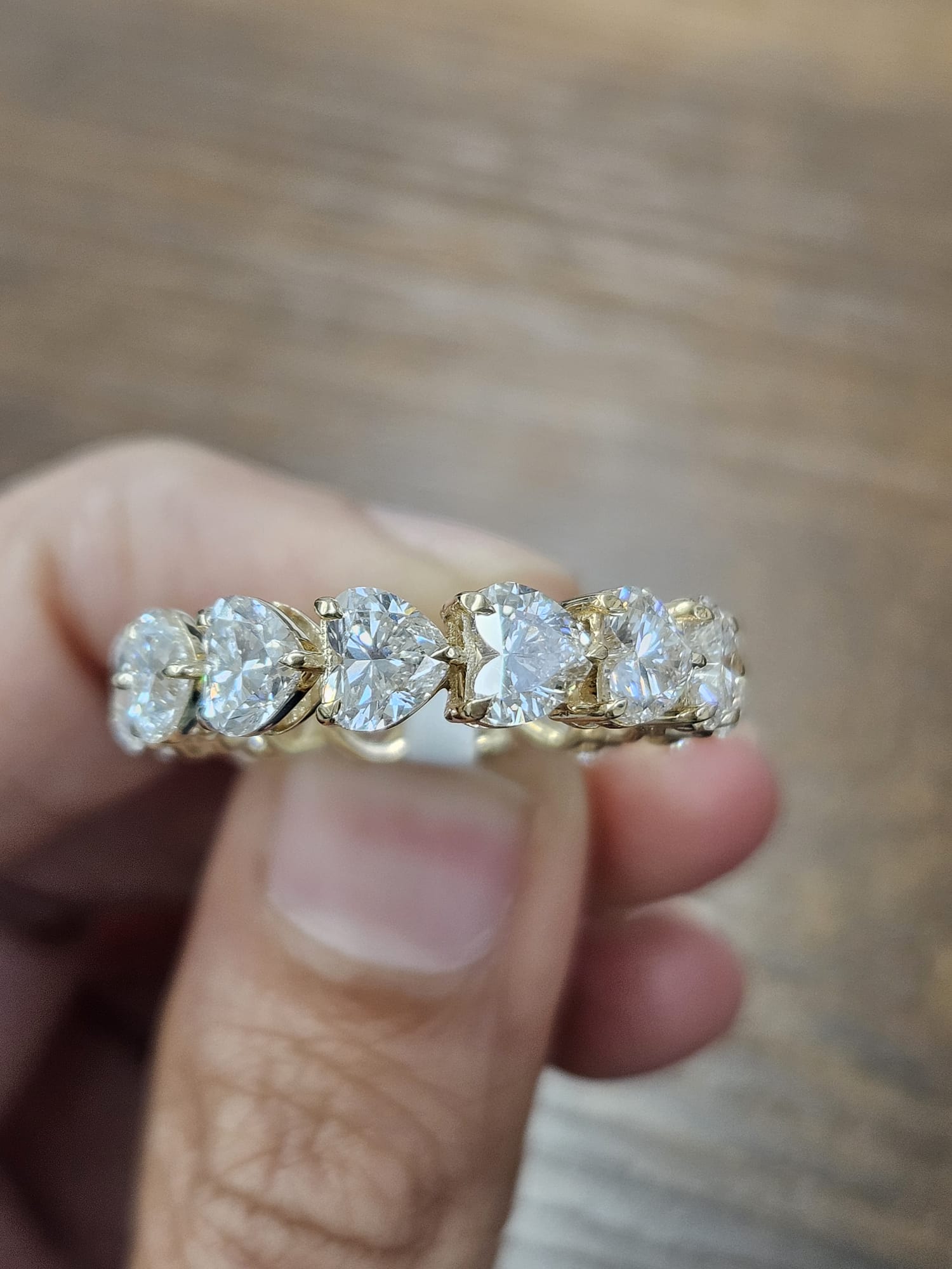 5.47cttw Yellow Gold Heart Shape Lab Diamond Eternity Band