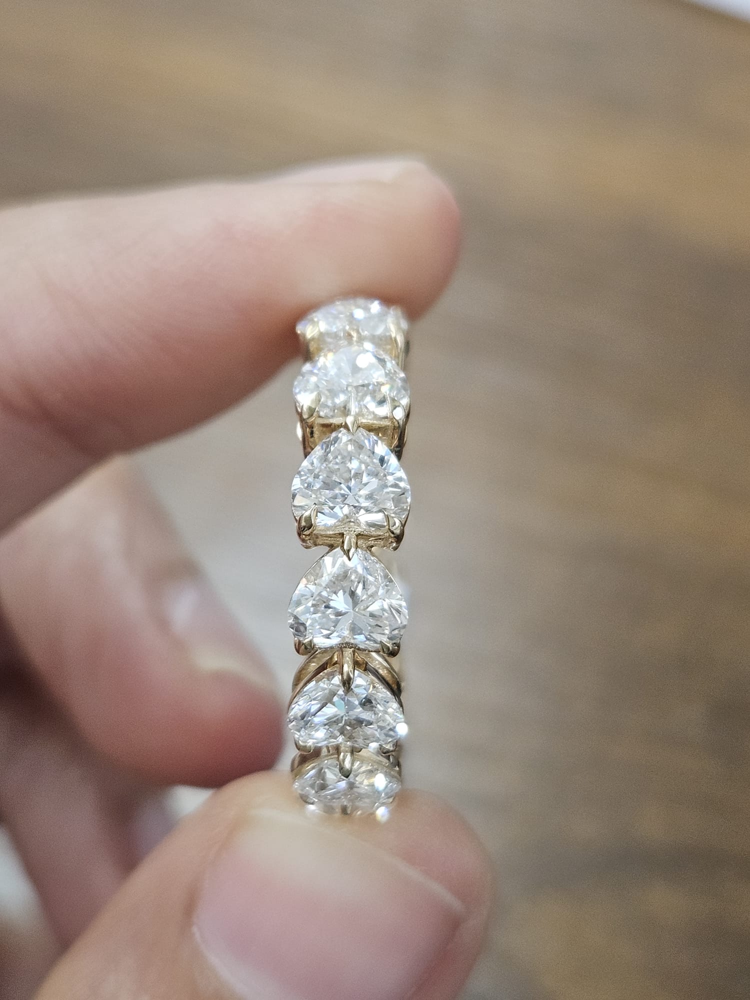 5.47cttw Yellow Gold Heart Shape Lab Diamond Eternity Band