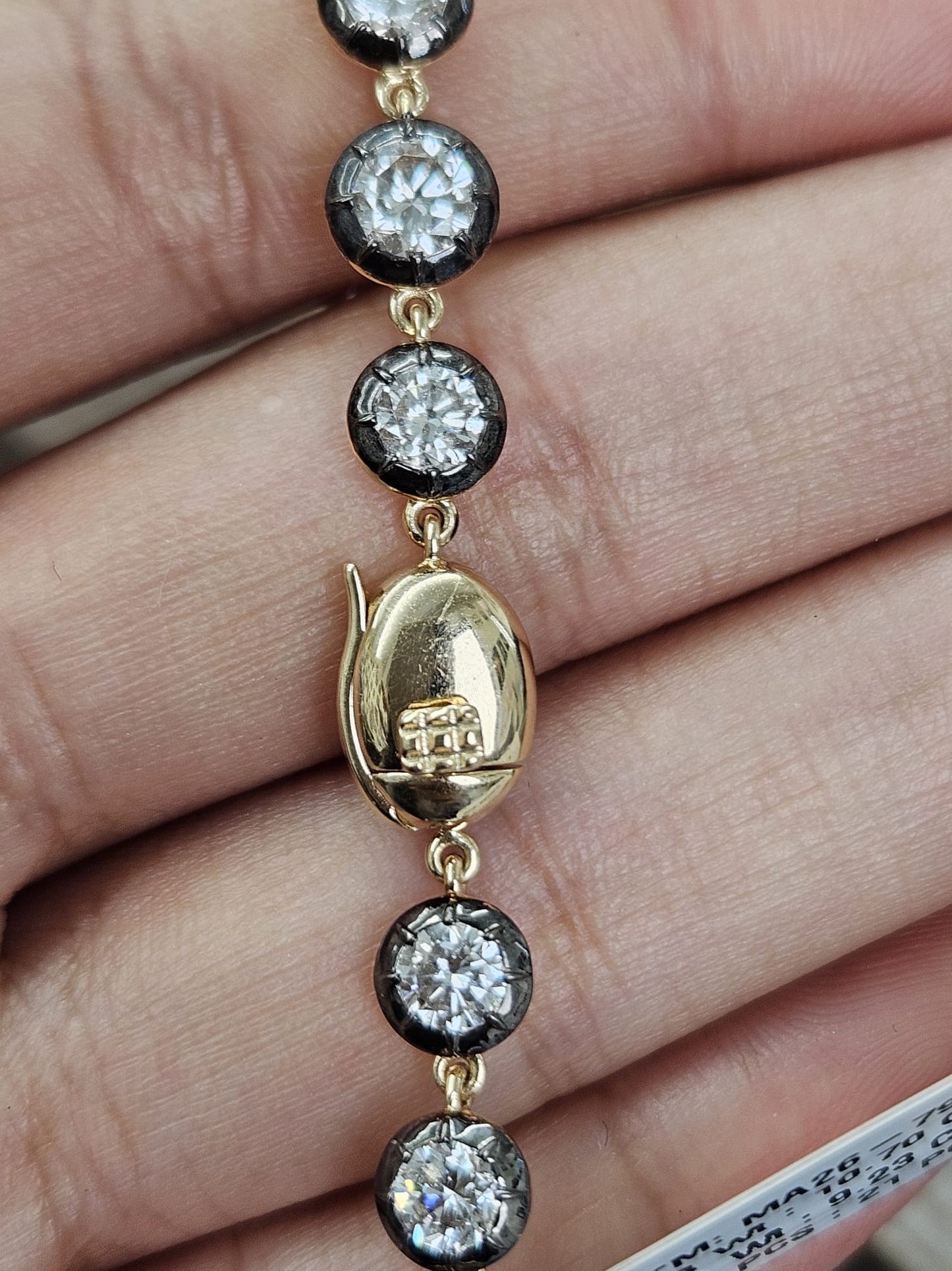 Yellow Gold 9.23cttw Georgian Set Lab Diamond 7" Bracelet
