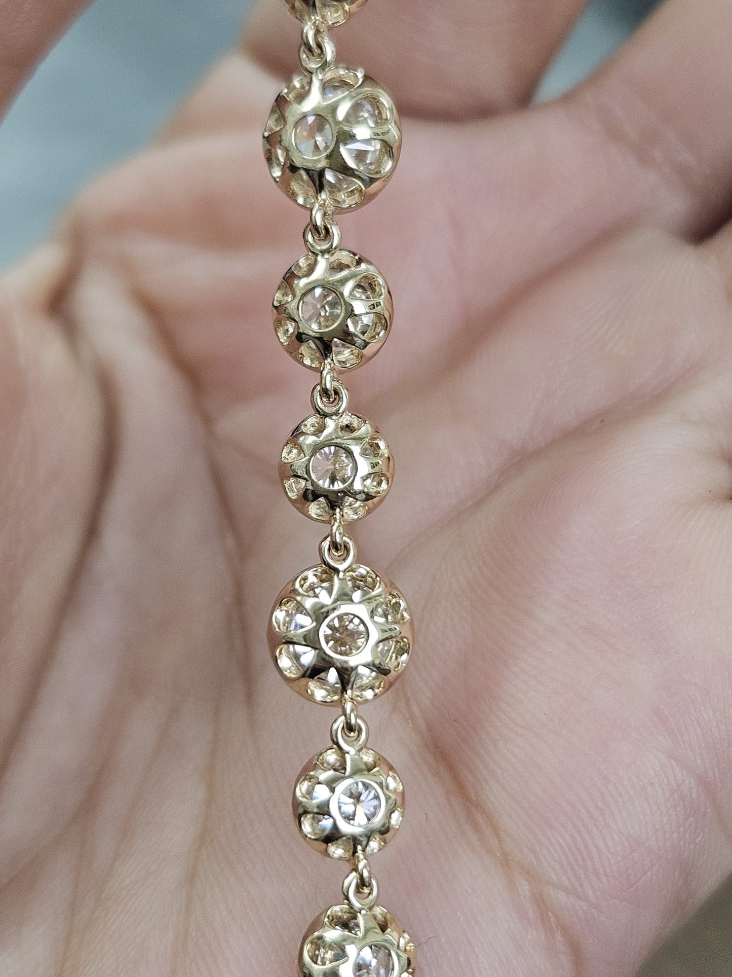 Yellow Gold 9.23cttw Georgian Set Lab Diamond 7" Bracelet