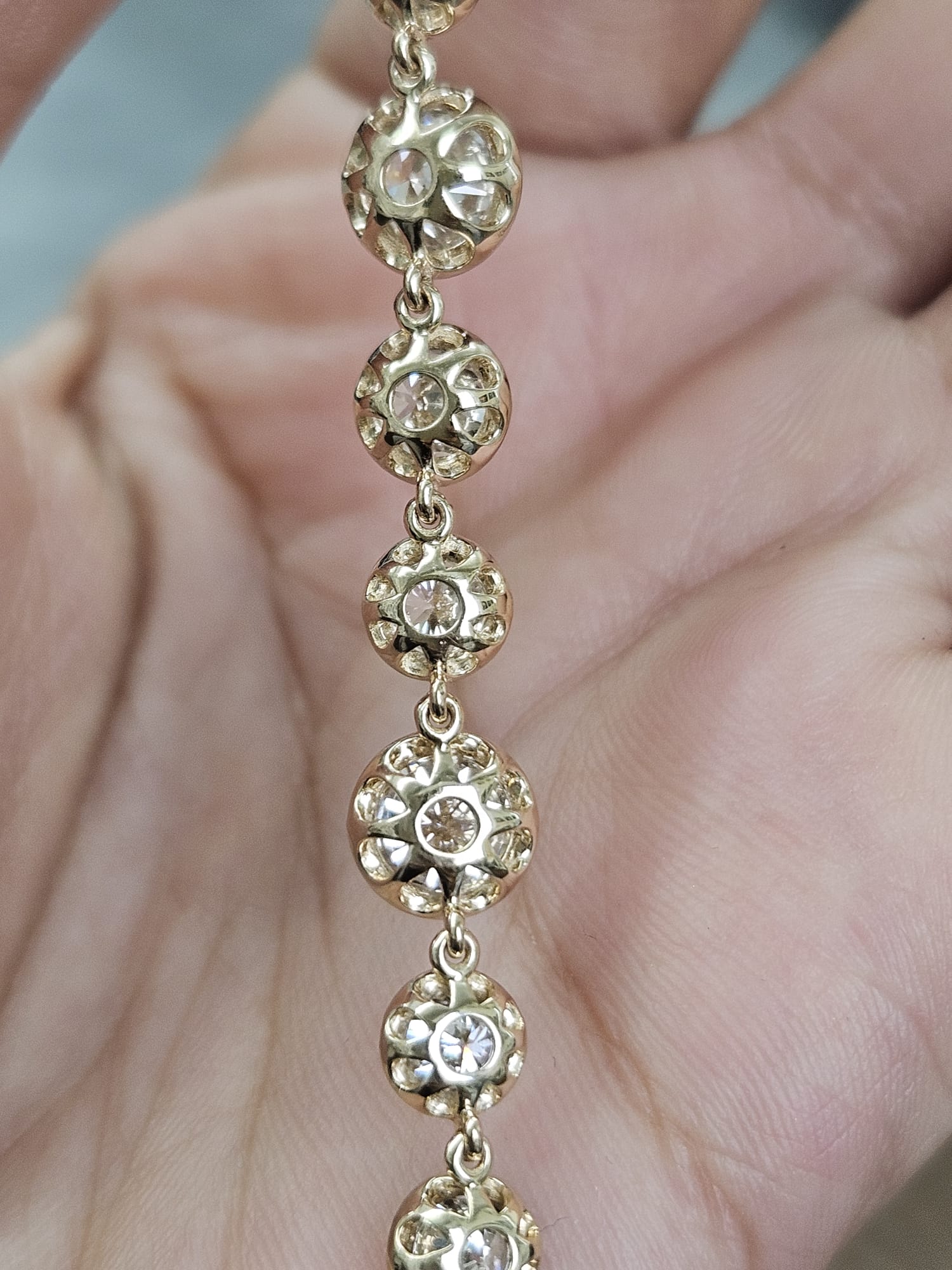 Yellow Gold 9.23cttw Georgian Set Lab Diamond 7" Bracelet
