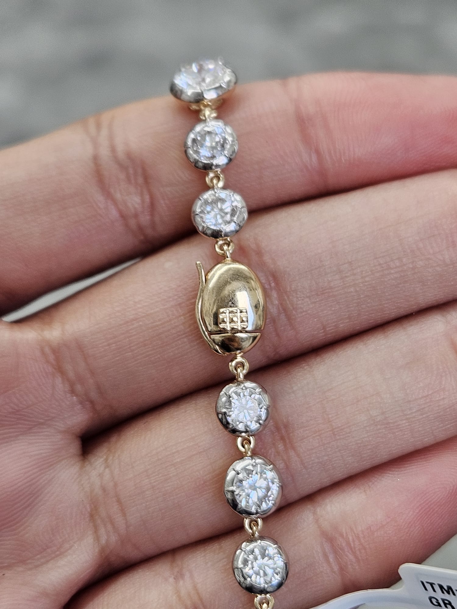 Yellow Gold 9.41cttw Round Lab Diamond 7" Bracelet