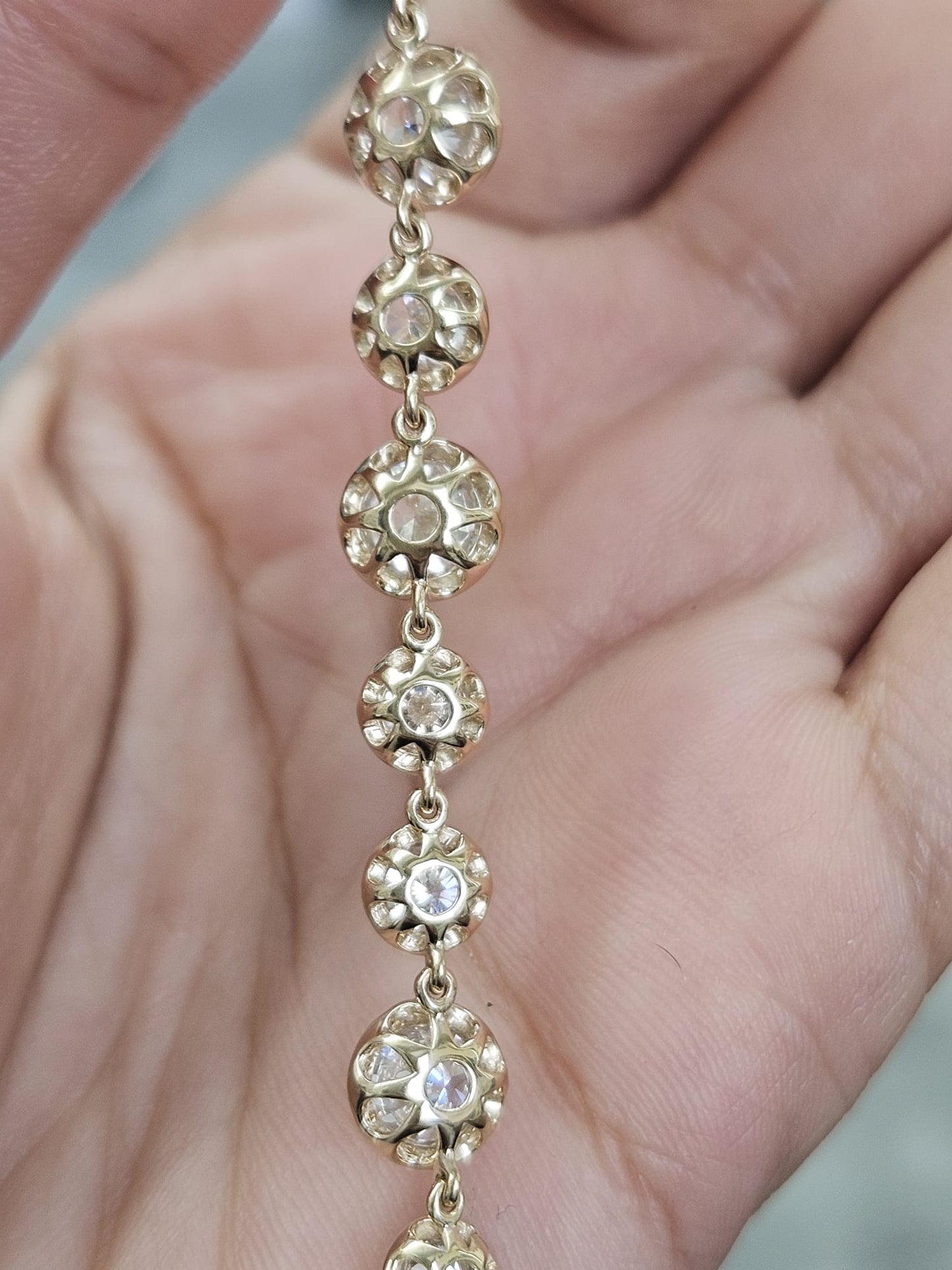 Yellow Gold 9.41cttw Round Lab Diamond 7" Bracelet
