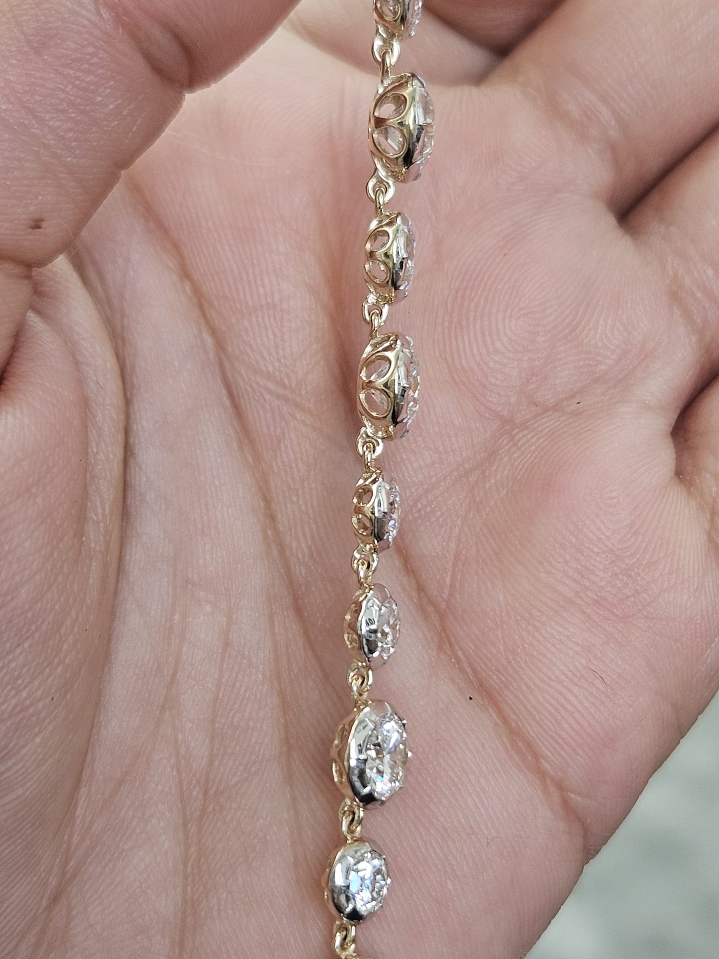 Yellow Gold 9.41cttw Round Lab Diamond 7" Bracelet