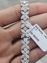 White Gold 12.02cttw Flower Lab Diamond 7" Bracelet