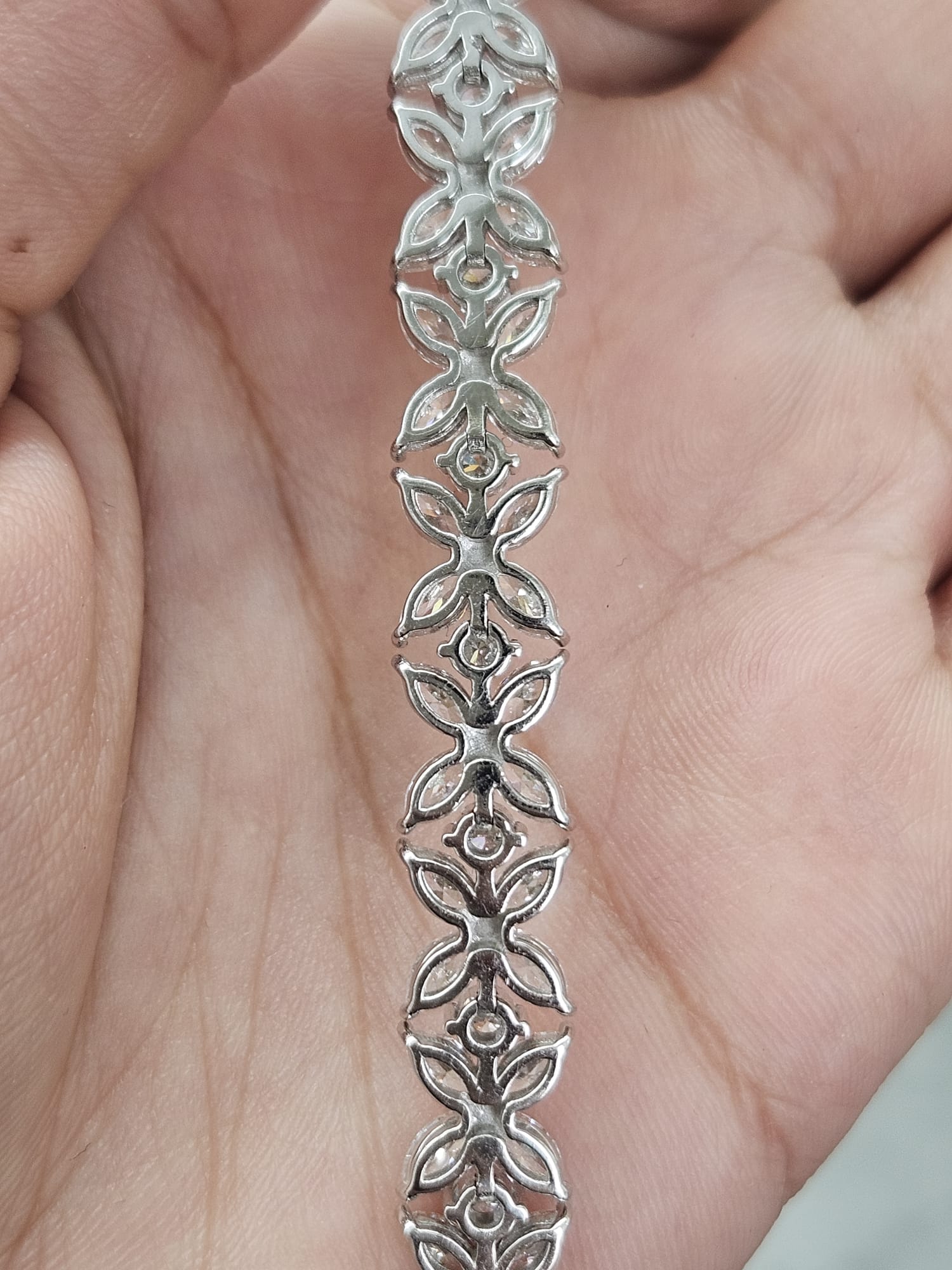 White Gold 12.02cttw Flower Lab Diamond 7" Bracelet