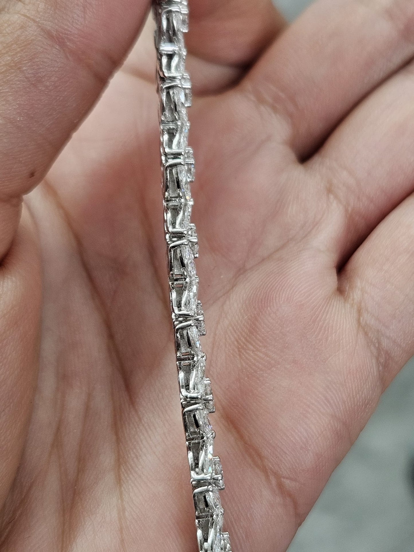 White Gold 12.02cttw Flower Lab Diamond 7" Bracelet