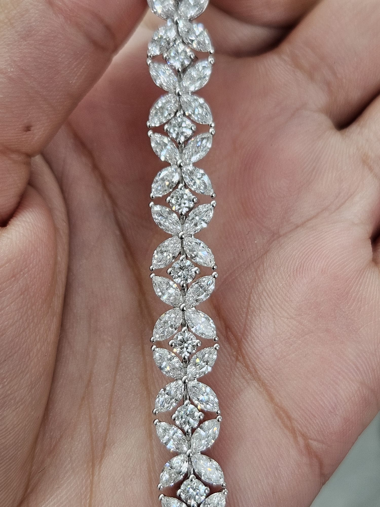 White Gold 12.02cttw Flower Lab Diamond 7" Bracelet