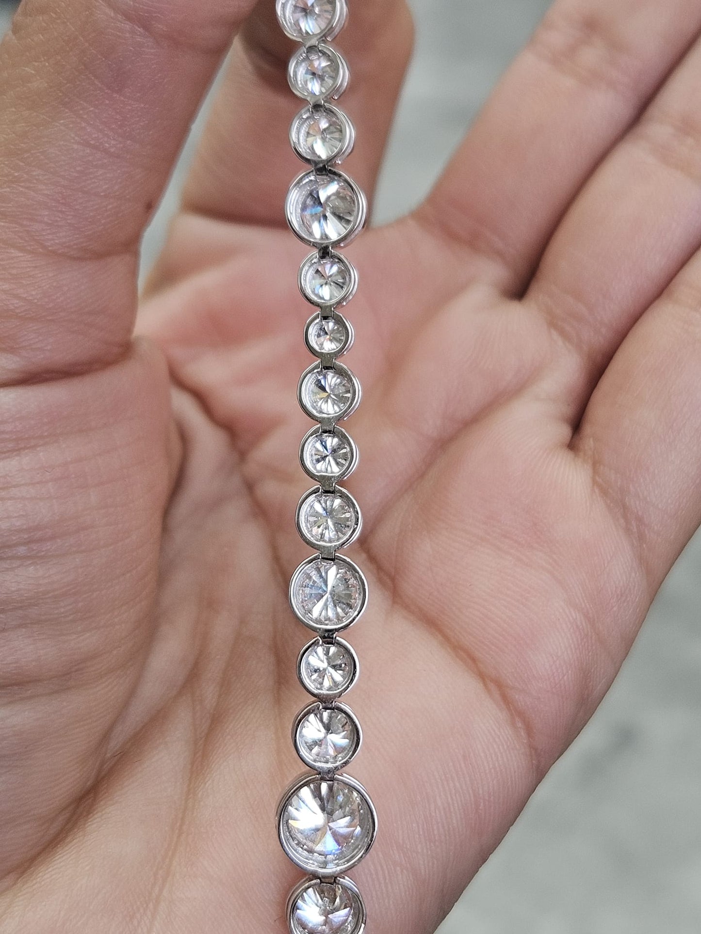 White Gold 10.22ct Round Lab Diamond 7" Bracelet