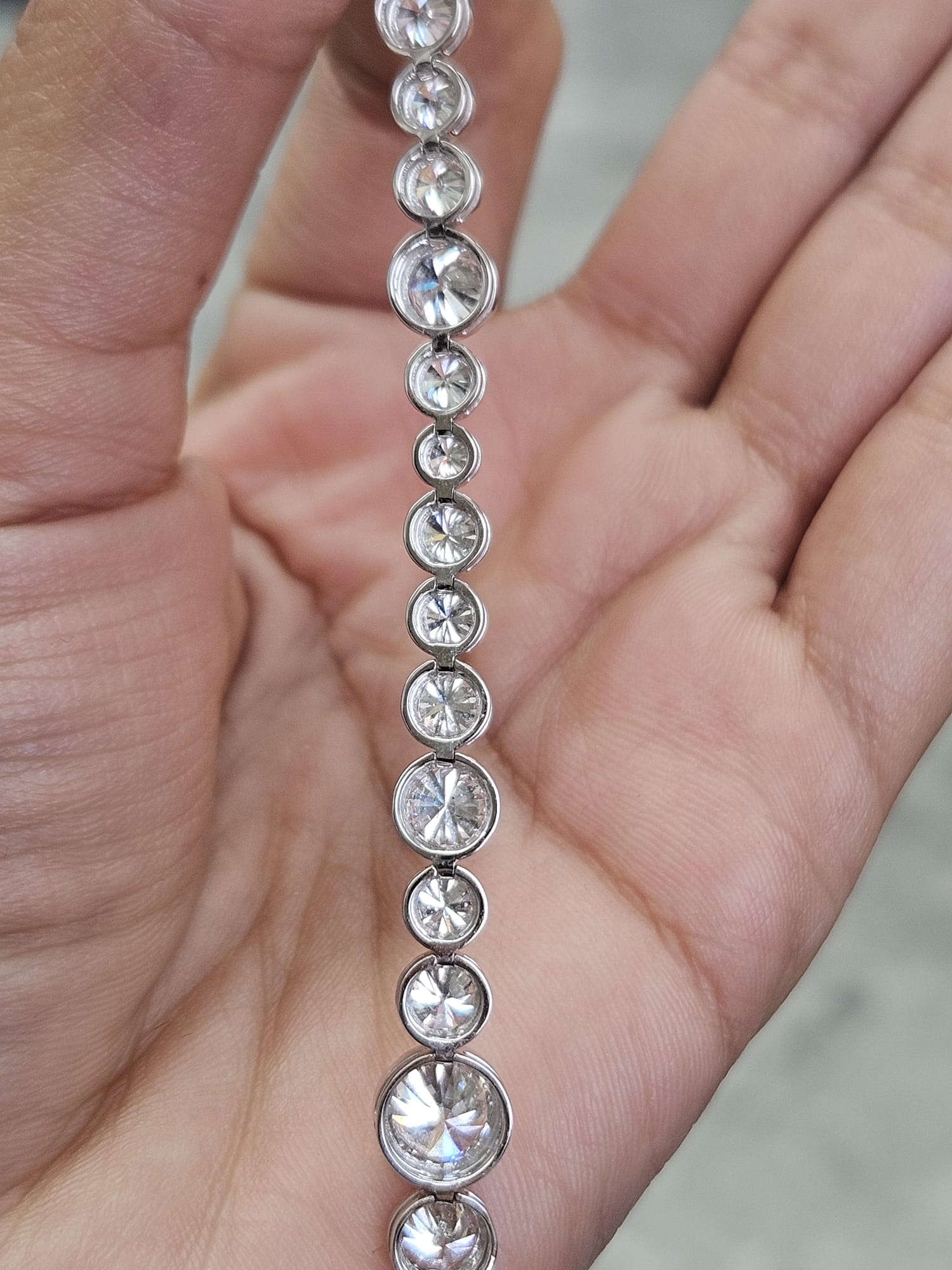 White Gold 10.22ct Round Lab Diamond 7" Bracelet
