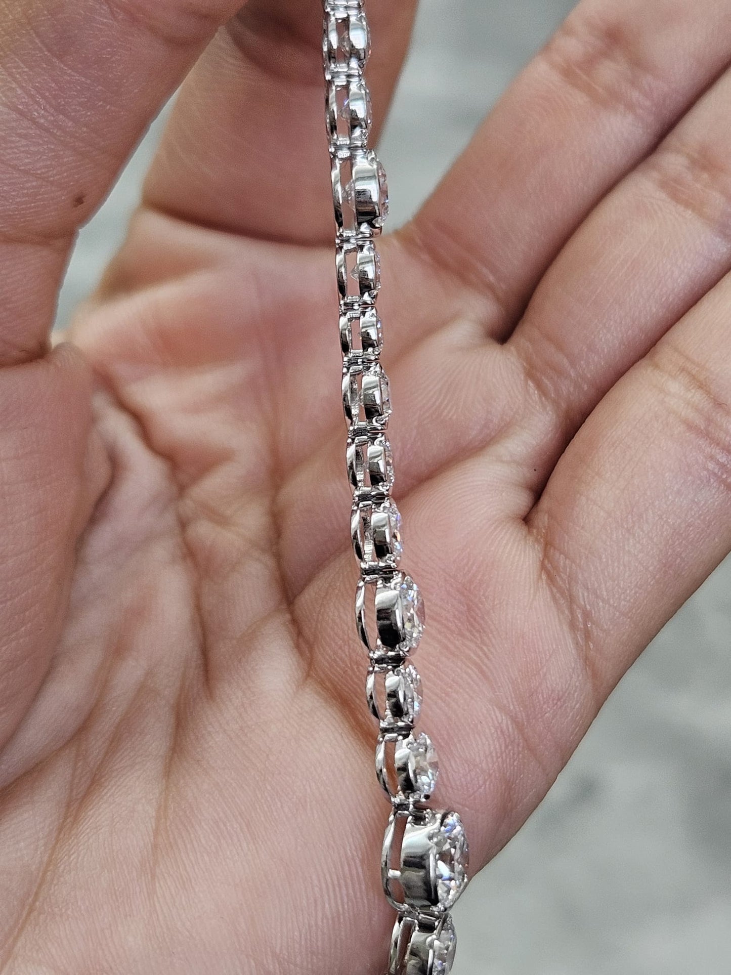 White Gold 10.22ct Round Lab Diamond 7" Bracelet
