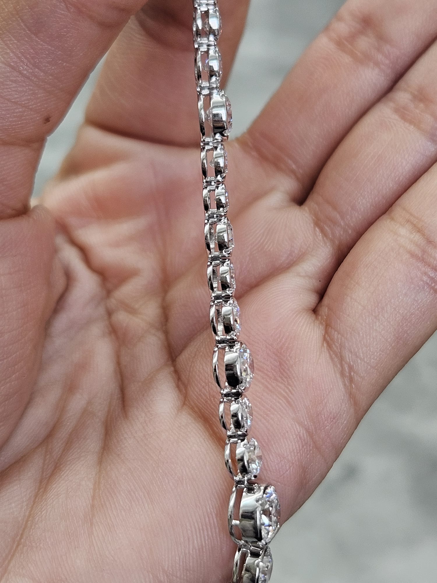 White Gold 10.22ct Round Lab Diamond 7" Bracelet