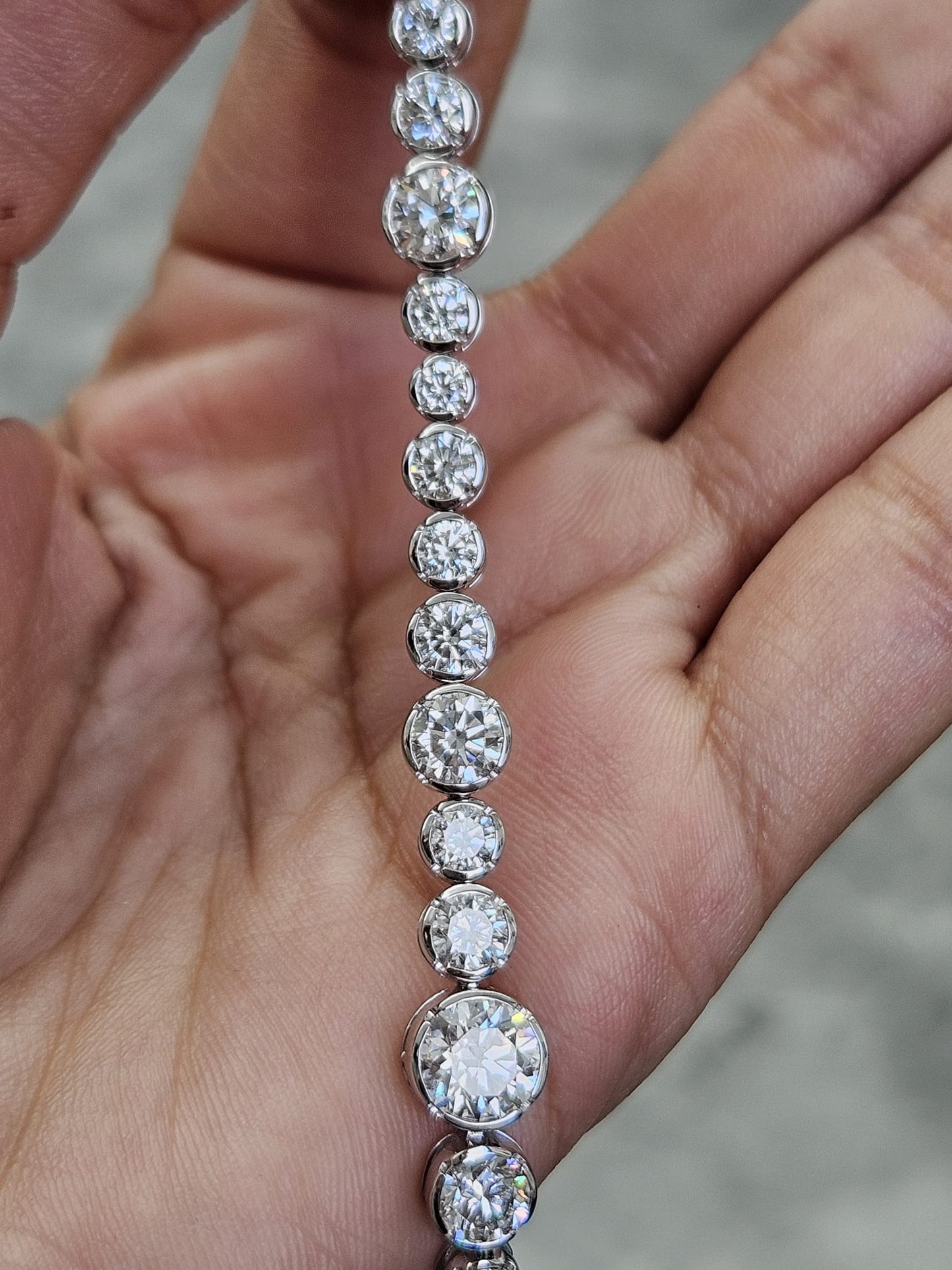 White Gold 10.22ct Round Lab Diamond 7" Bracelet