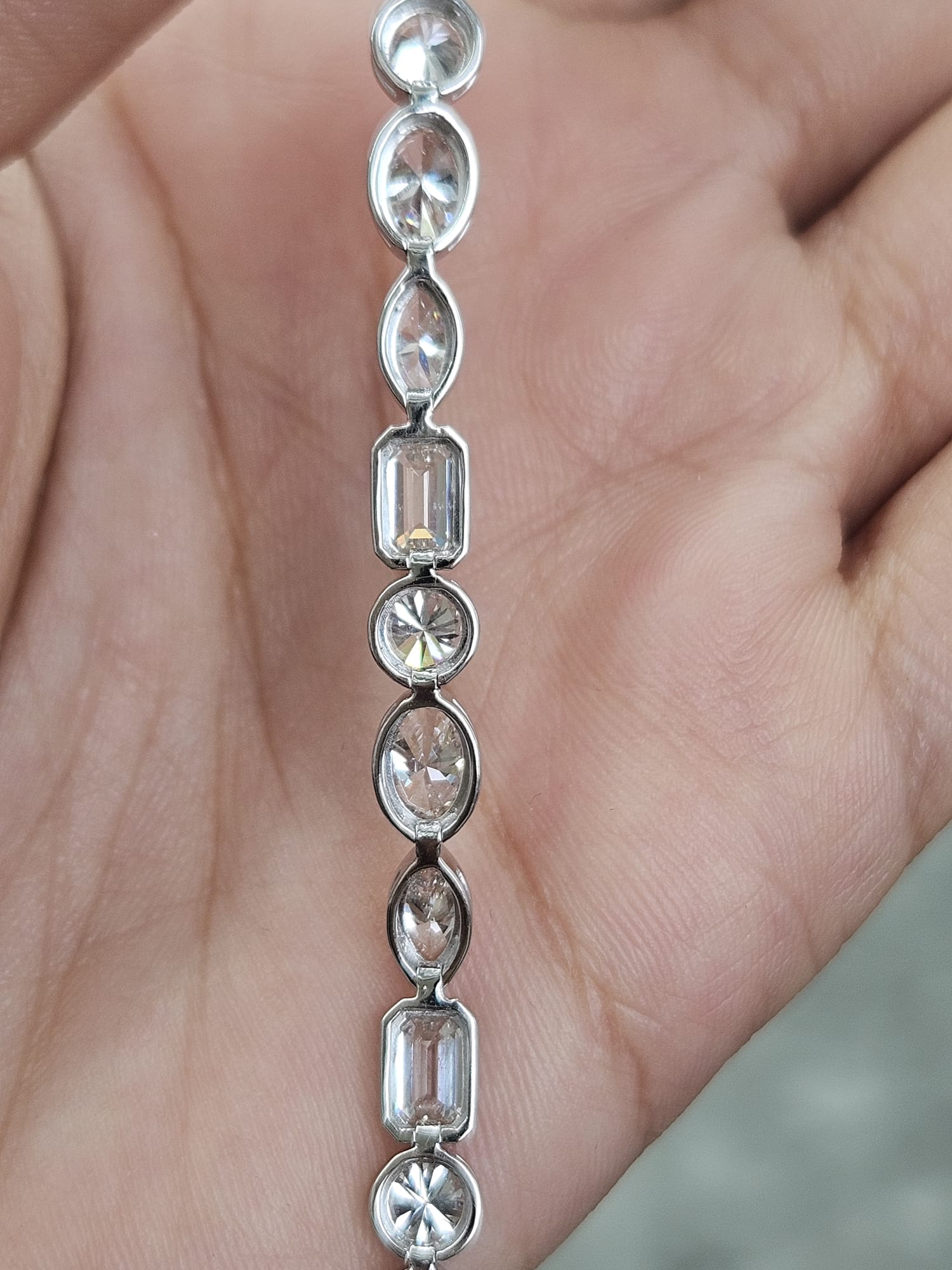 White Gold Multi Shaped Lab Diamond 7" Bracelet