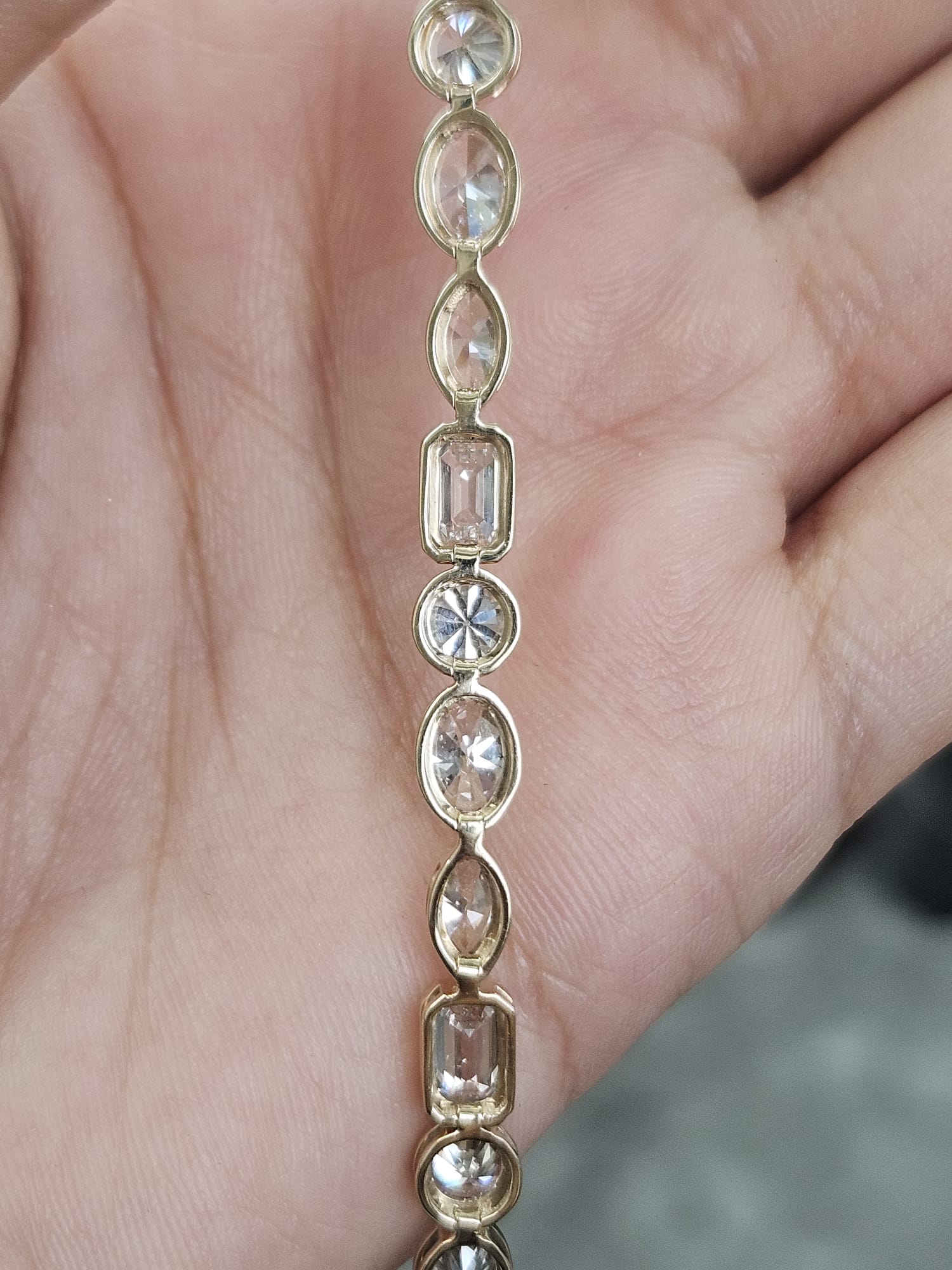 Yellow Gold Multi Shaped Lab Diamond 7" Bracelet