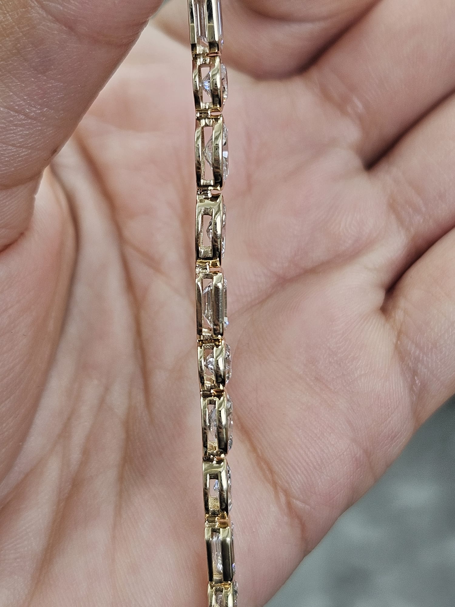 Yellow Gold Multi Shaped Lab Diamond 7" Bracelet