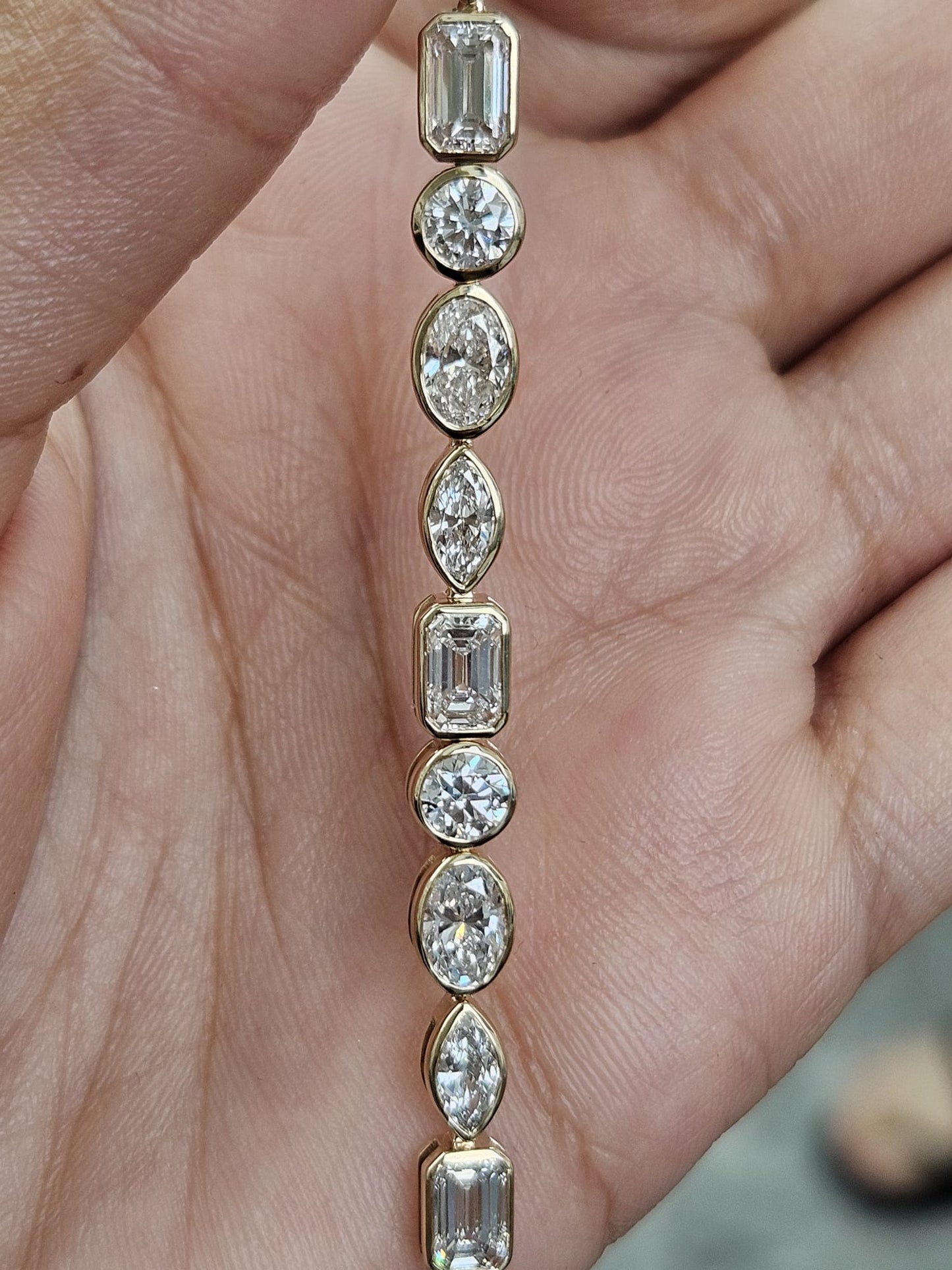 Yellow Gold Multi Shaped Lab Diamond 7" Bracelet