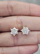 IGI 3cttw Yellow Gold Star Shaped Lab Diamond Studs