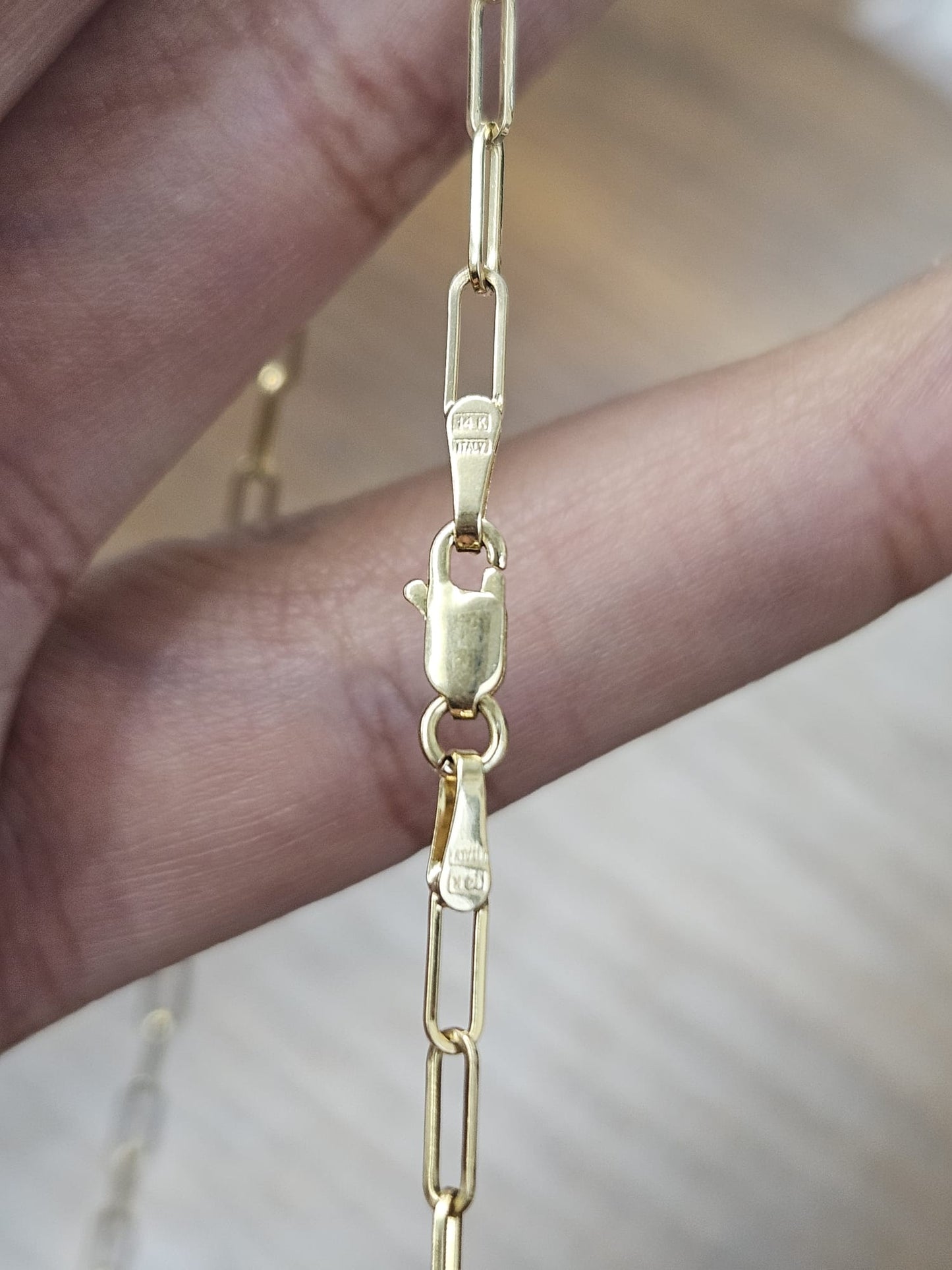 Yellow Gold Paper Clip Chain