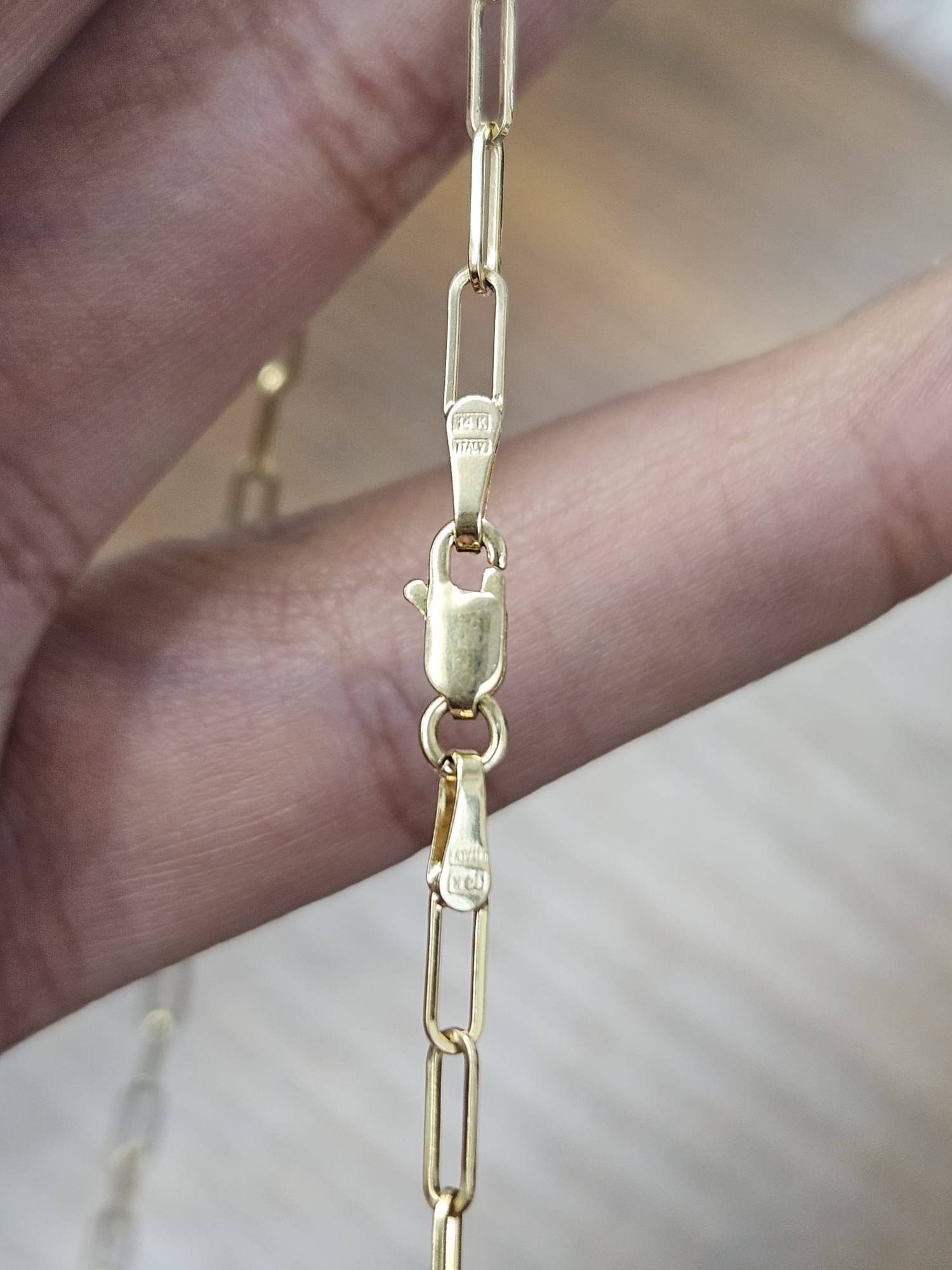 Yellow Gold Paper Clip Chain