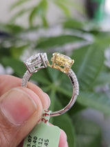 EGL Certified 6.04cttw Two tone Pear & Radiant Lab Diamond Ring