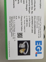 EGL Certified 6.04cttw Two tone Pear & Radiant Lab Diamond Ring