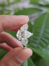 EGL Certified 2.58cttw White Gold Pear & Heart Shape Lab Diamond Ring