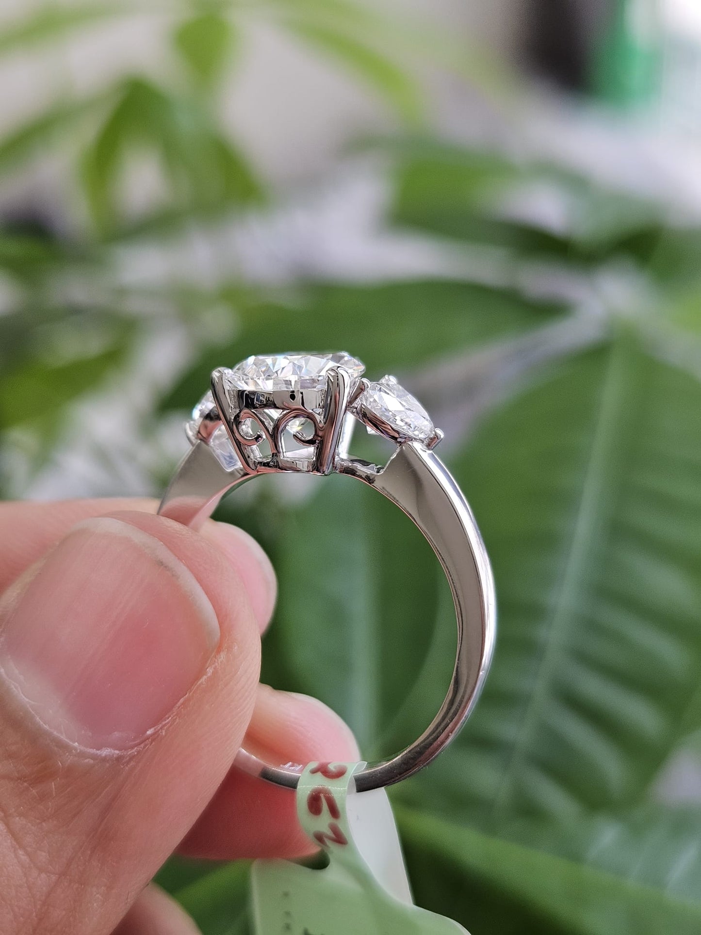 EGL Certified 2.58cttw White Gold Pear & Heart Shape Lab Diamond Ring