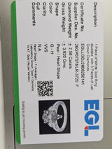 EGL Certified 2.58cttw White Gold Pear & Heart Shape Lab Diamond Ring