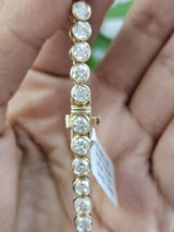 19.13cttw Yellow Gold Bezel Set Round Lab Diamond 18" Necklace
