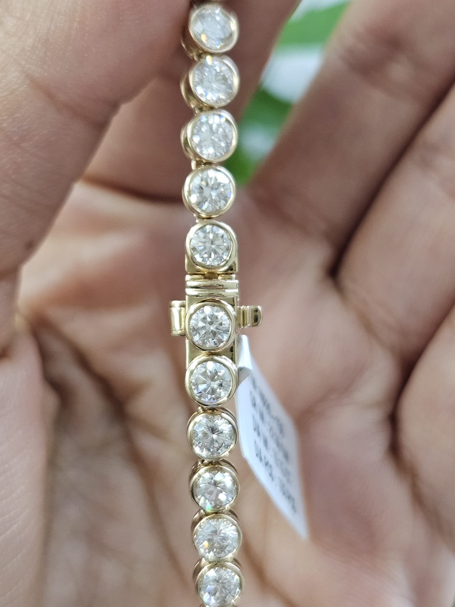 19.13cttw Yellow Gold Bezel Set Round Lab Diamond 18" Necklace