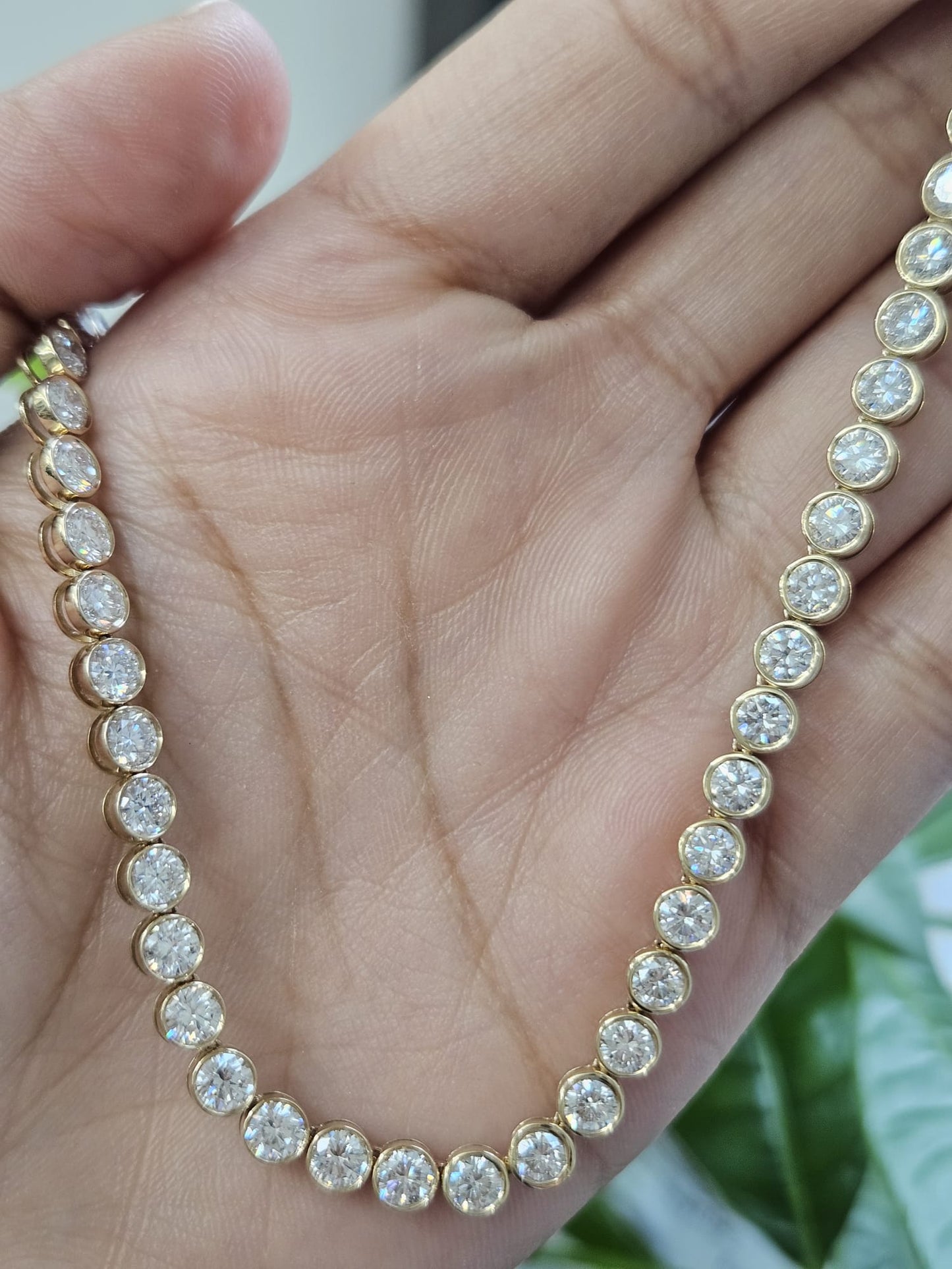 19.13cttw Yellow Gold Bezel Set Round Lab Diamond 18" Necklace