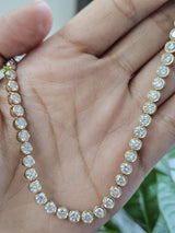 19.13cttw Yellow Gold Bezel Set Round Lab Diamond 18" Necklace