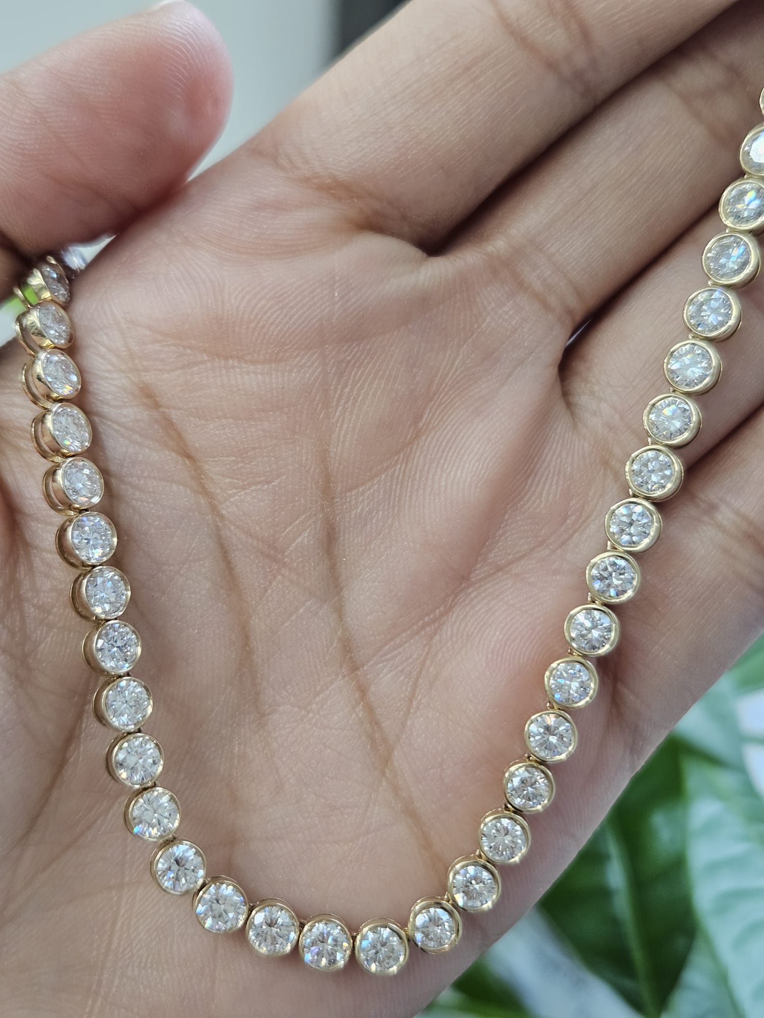 19.13cttw Yellow Gold Bezel Set Round Lab Diamond 18" Necklace