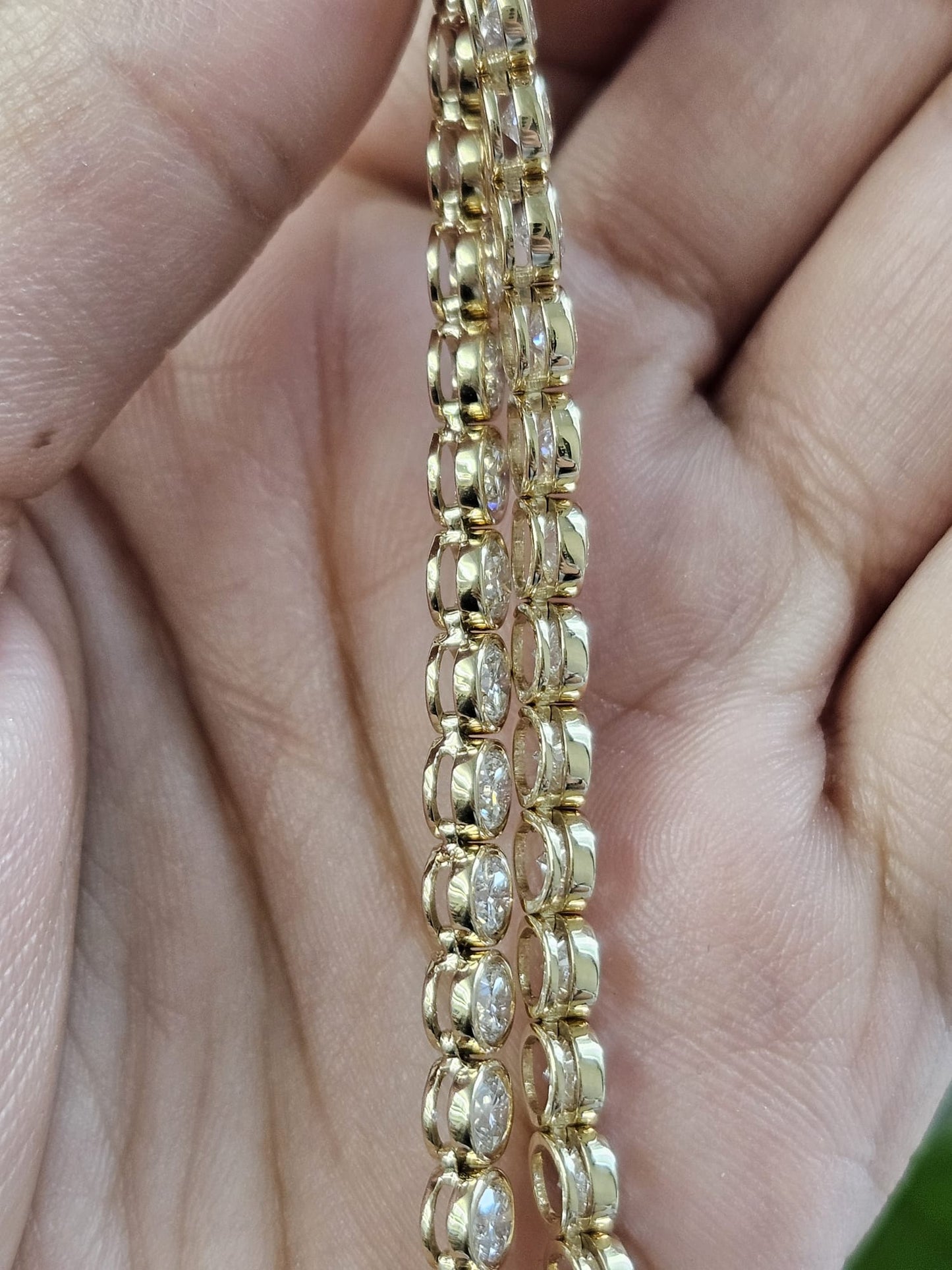 19.13cttw Yellow Gold Bezel Set Round Lab Diamond 18" Necklace