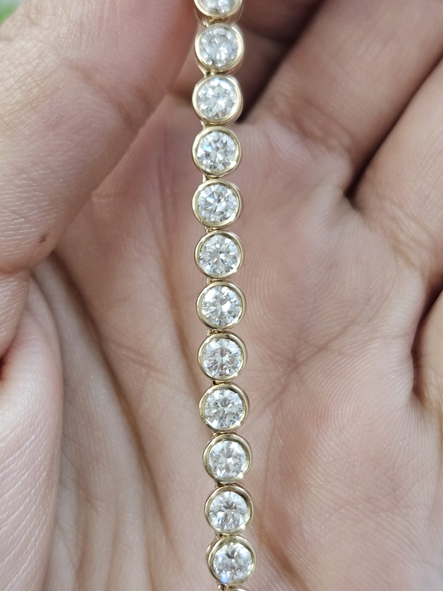 19.13cttw Yellow Gold Bezel Set Round Lab Diamond 18" Necklace
