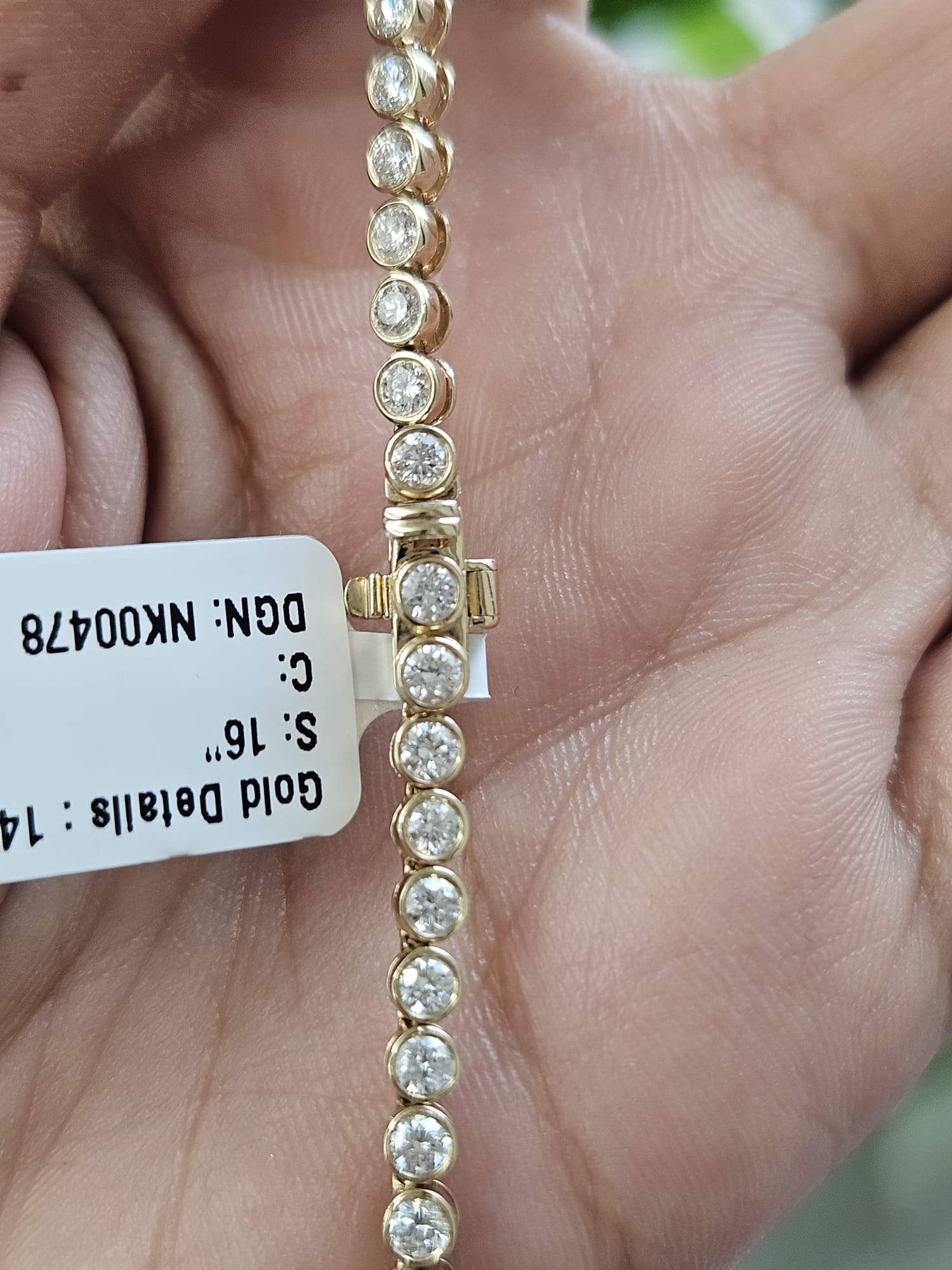 6.44cttw Yellow Gold Bezel Set Round Lab Diamond 16" Necklace