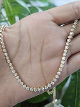 6.44cttw Yellow Gold Bezel Set Round Lab Diamond 16" Necklace
