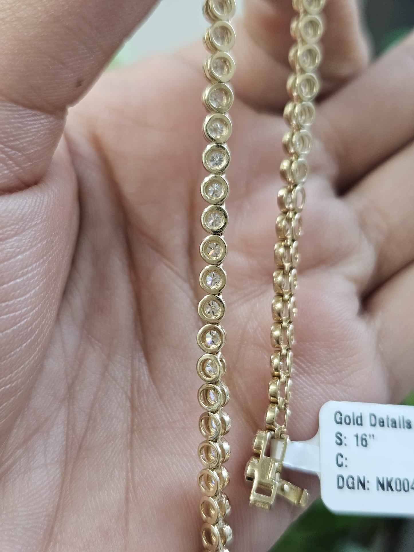 6.44cttw Yellow Gold Bezel Set Round Lab Diamond 16" Necklace