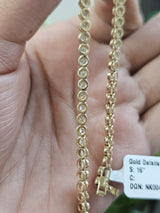 6.44cttw Yellow Gold Bezel Set Round Lab Diamond 16" Necklace