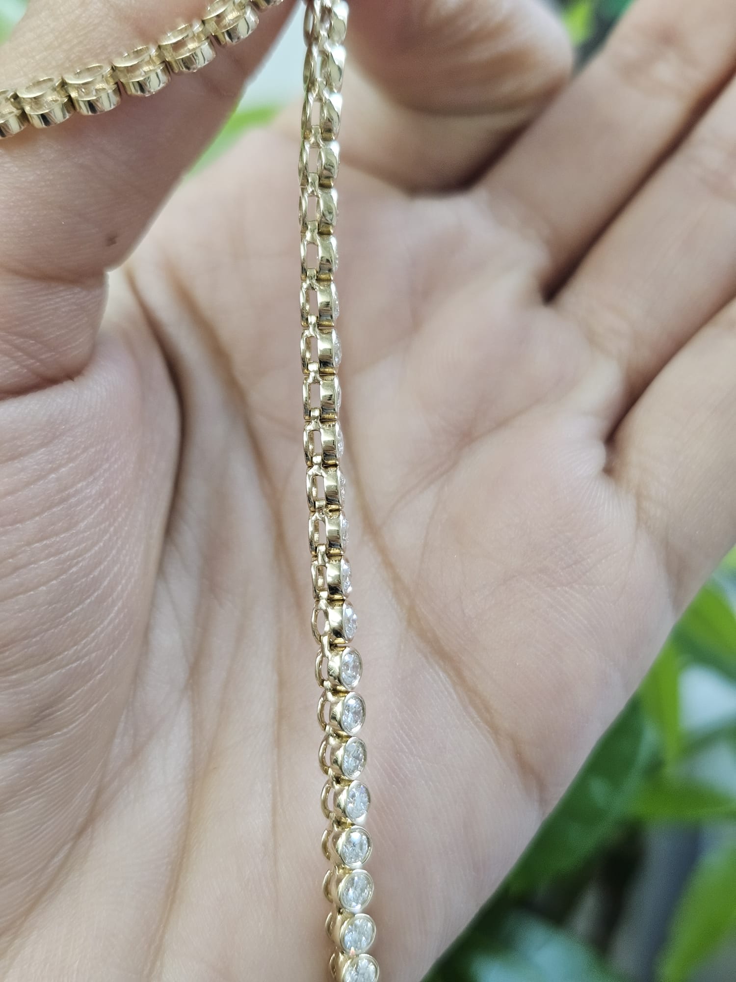 6.44cttw Yellow Gold Bezel Set Round Lab Diamond 16" Necklace