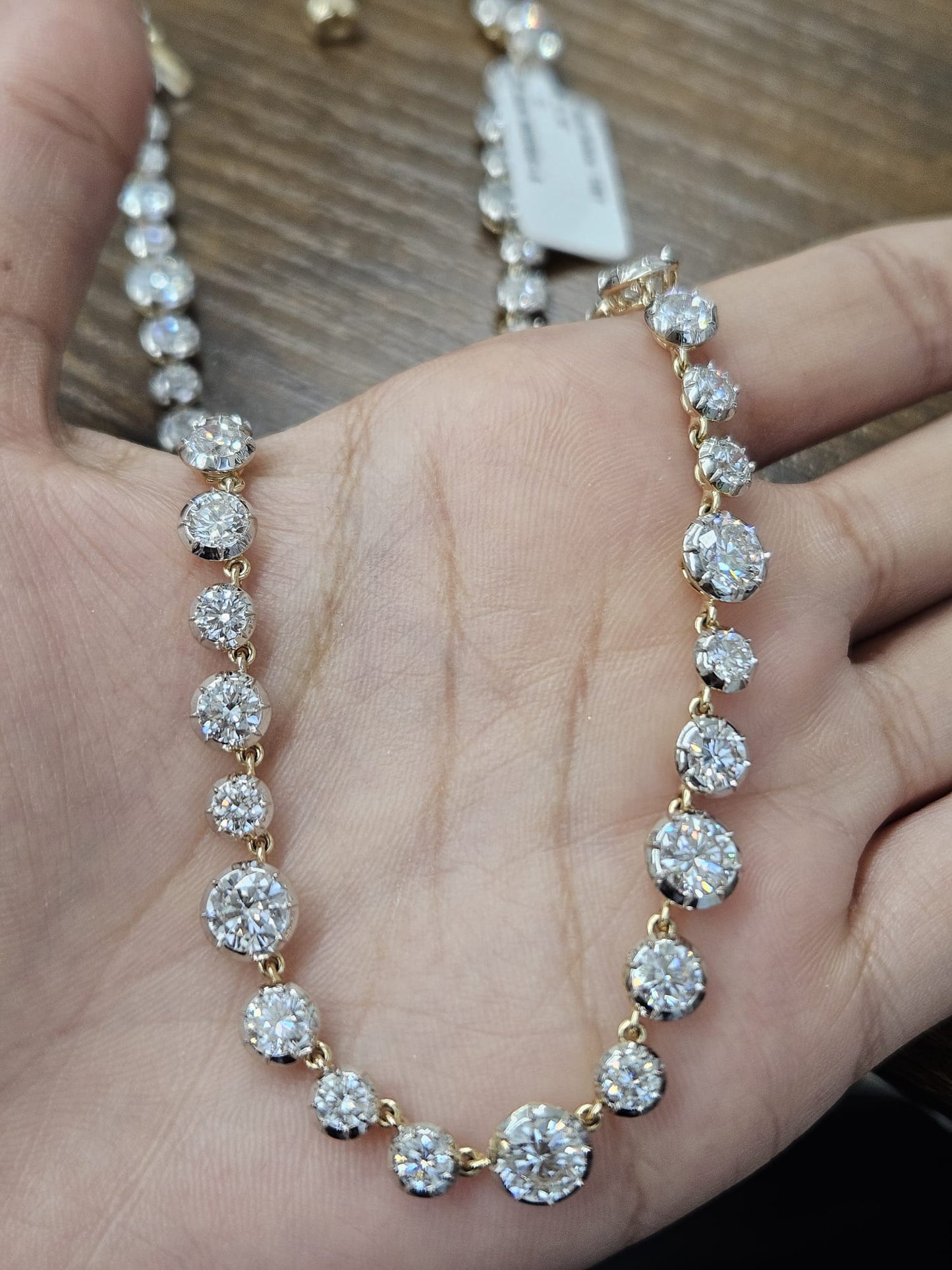 Georgian Set Yellow Gold Lab Diamond 16" Necklace