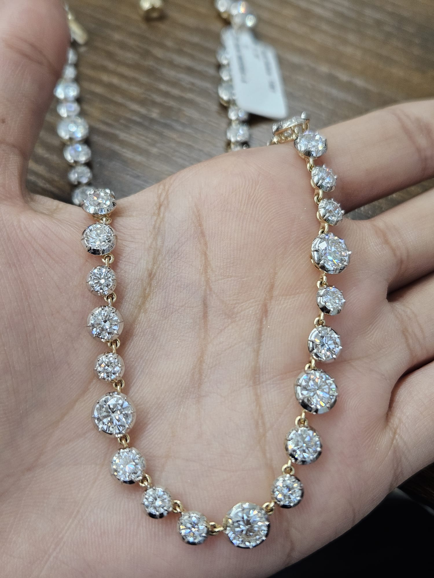 Georgian Set Yellow Gold Lab Diamond 16" Necklace