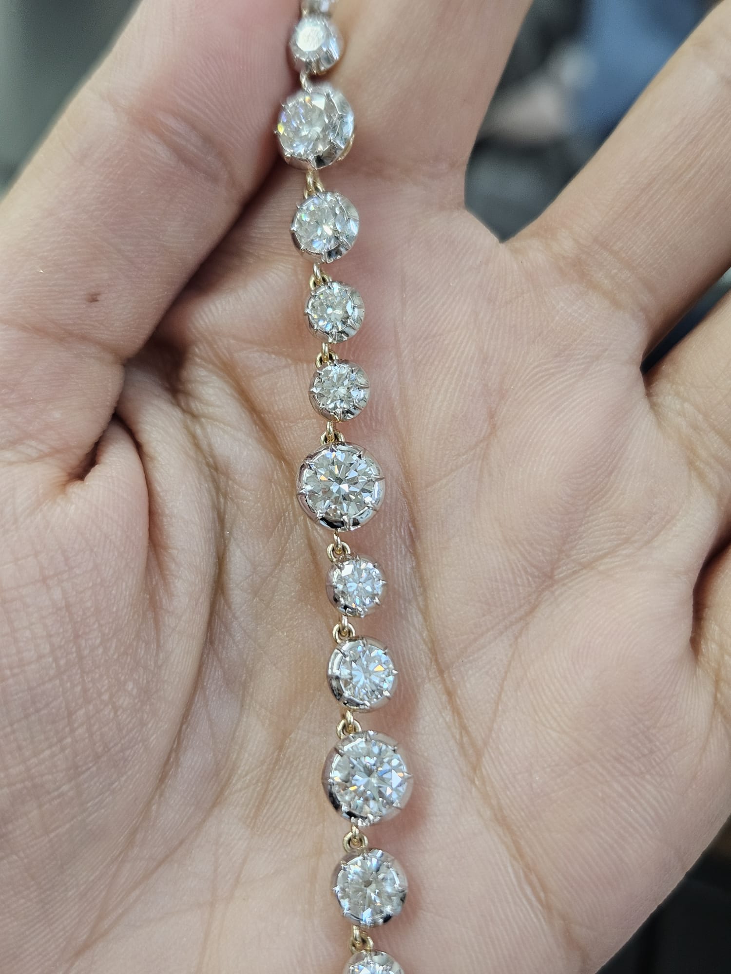 Georgian Set Yellow Gold Lab Diamond 16" Necklace