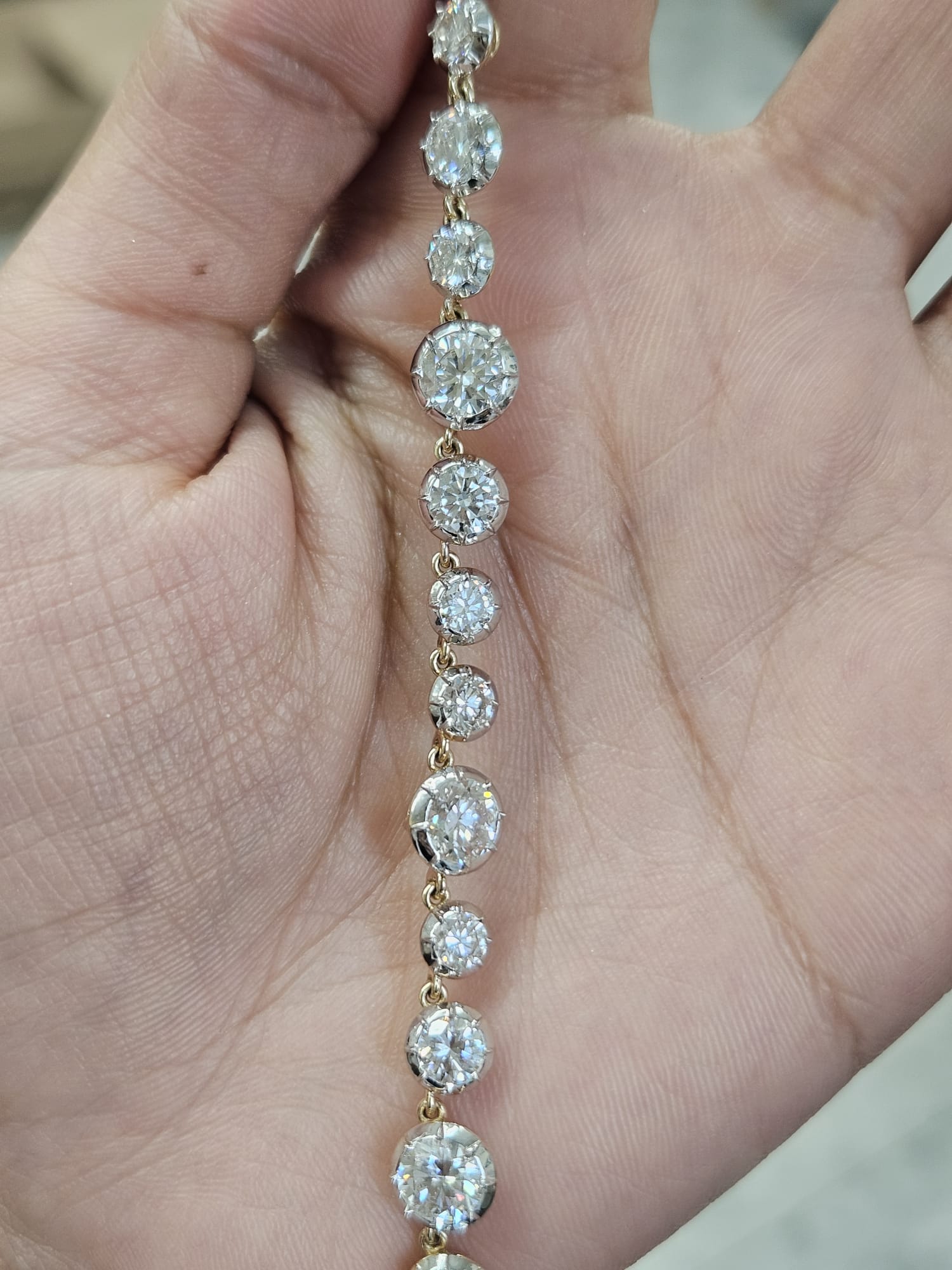 Georgian Set Yellow Gold Lab Diamond 16" Necklace
