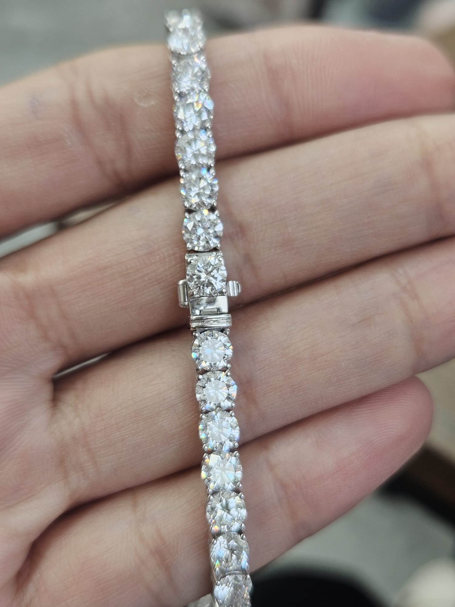 18K White Gold 11.57cttw Lab Diamond 7" Tennis Bracelet