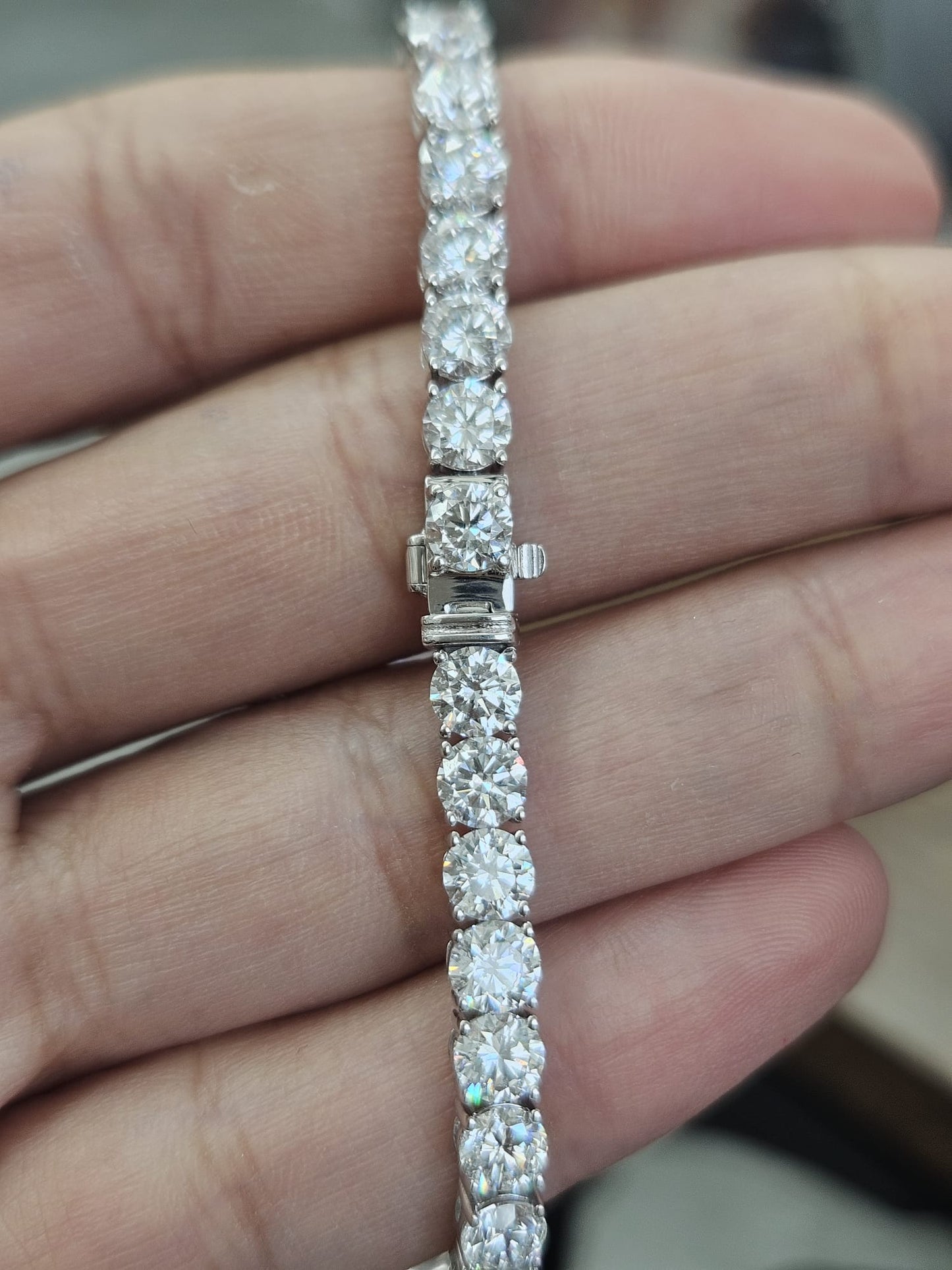 18K White Gold 11.61cttw Lab Diamond 7" Tennis Bracelet