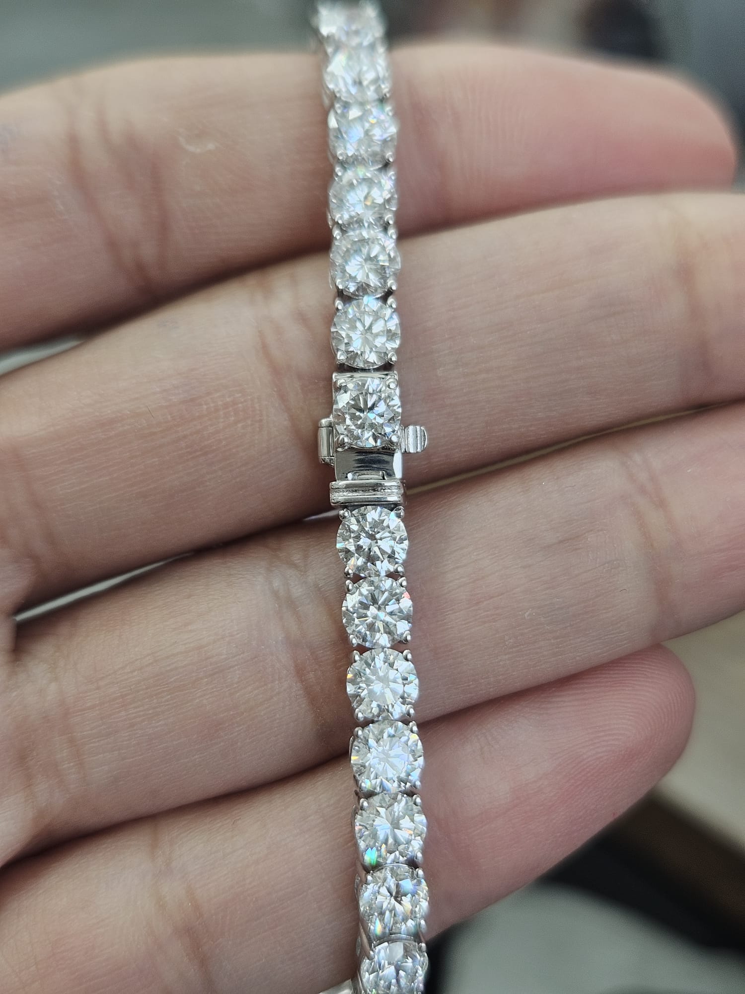 18K White Gold 11.61cttw Lab Diamond 7" Tennis Bracelet