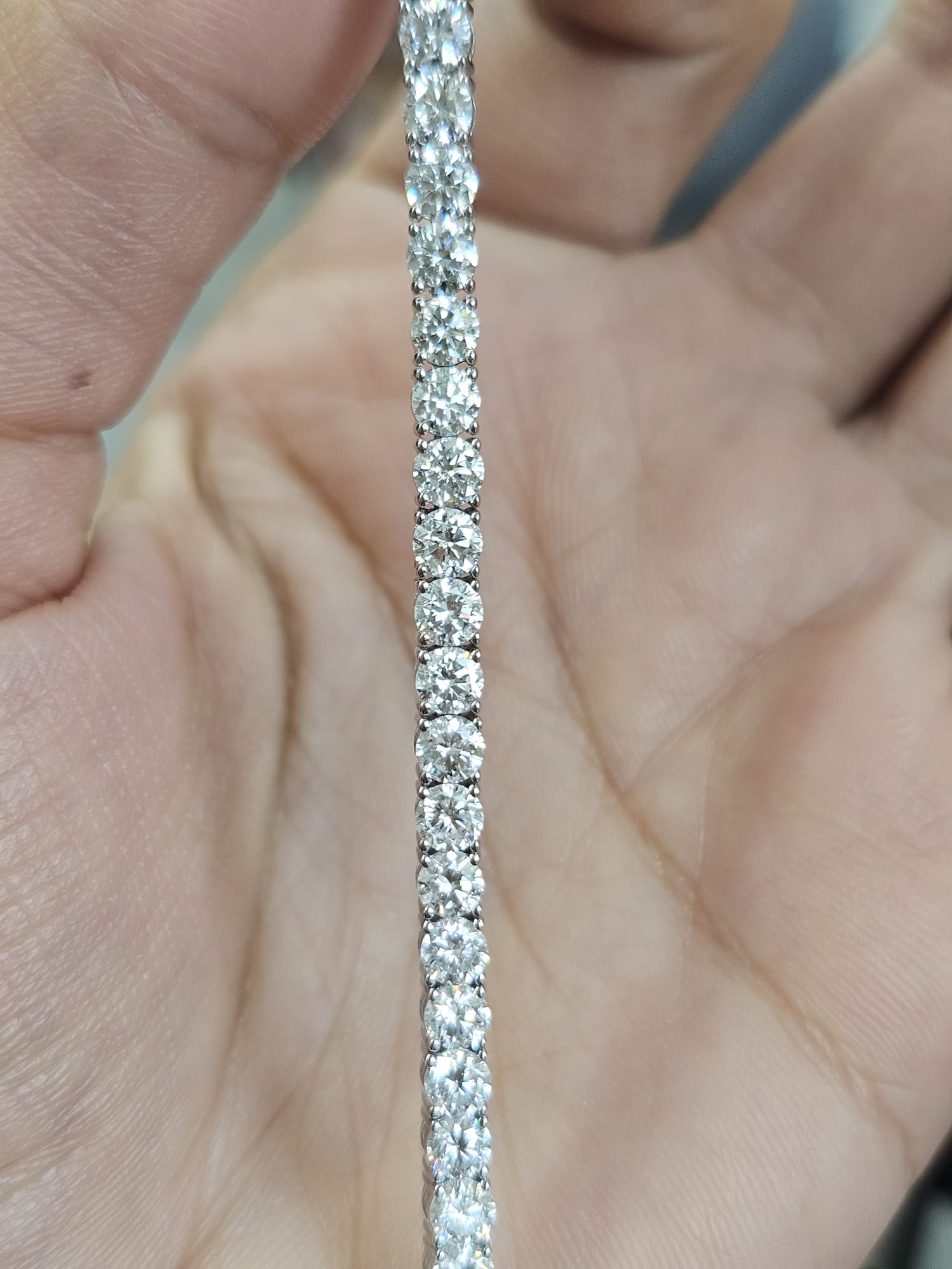 18K White Gold 6.88cttw Lab Diamond 7" Tennis Bracelet